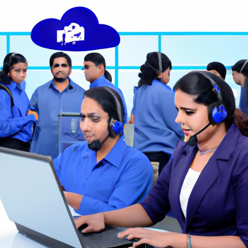 Dedicated customer service representatives utilizing the power of cloud contact center software to efficiently handle customer inquiries
