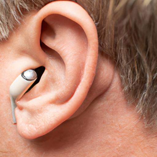 A person fine-tuning their hearing aids while using wireless earbuds.